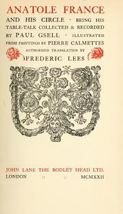 Read Online Anatole France and His Circle: Being His Table-Talk - Anatole France file in ePub