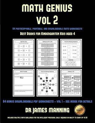 Read Online Best Books for Kindergarten Kids Aged 4 (Math Genius Vol 2): This Book Is Designed for Preschool Teachers to Challenge More Able Preschool Students: Fully Copyable, Printable, and Downloadable - James Manning file in ePub